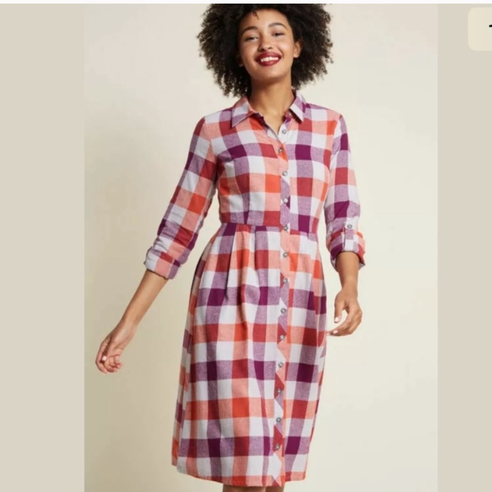 ModCloth Jam Girl Plaid shirt dress. Brand new